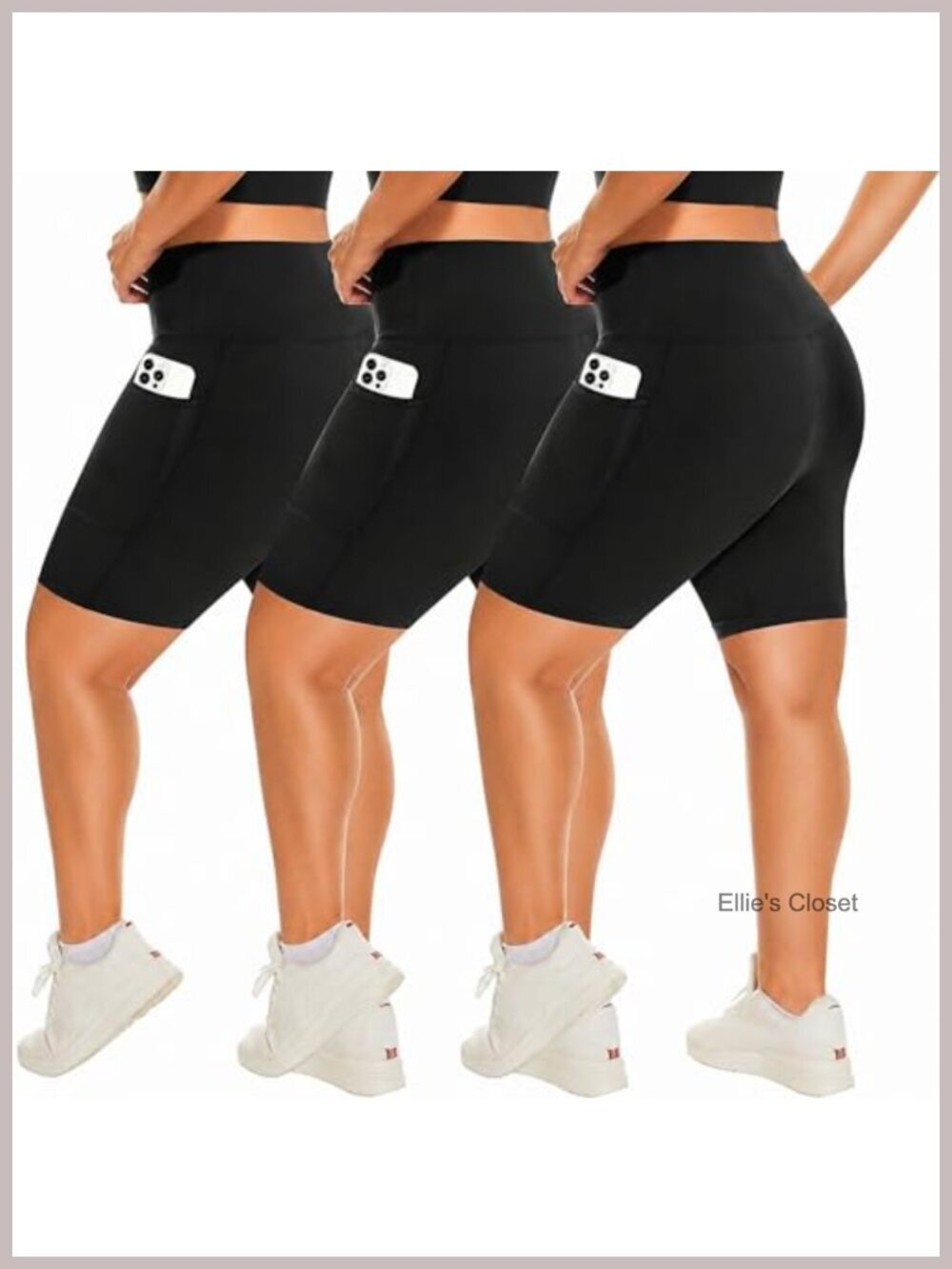 3 Pack Plus Size Biker Shorts with Pockets High Waist Tummy Control Yoga